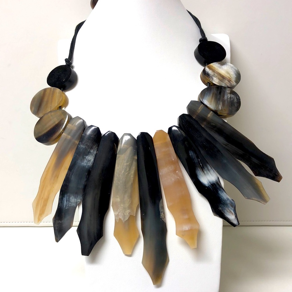 Large Genuine Horn Choker Adjustable Necklace